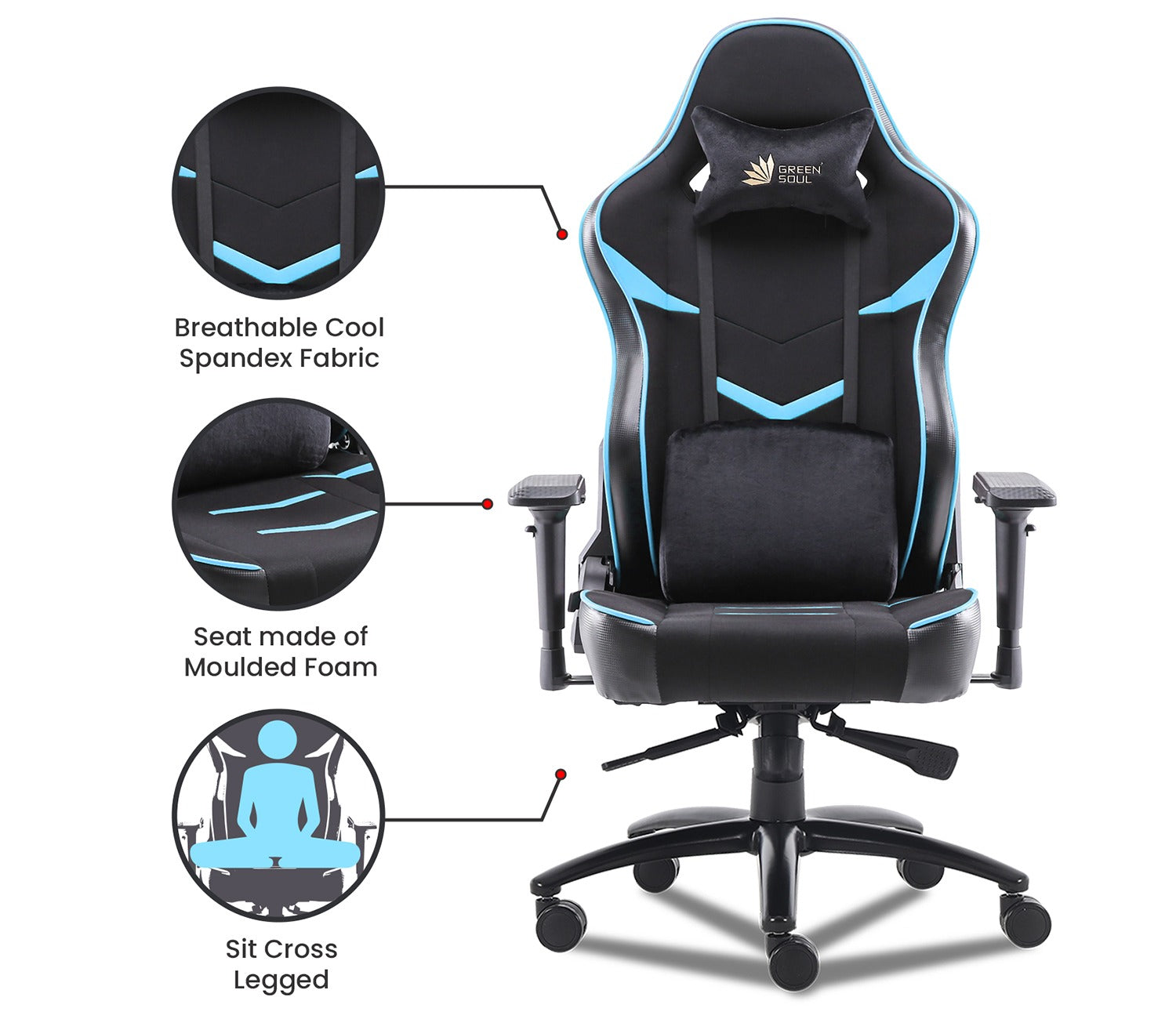 Monster S Deer Mechanism Spandex Fabric And PU Leather Gaming Chair (Blue)
