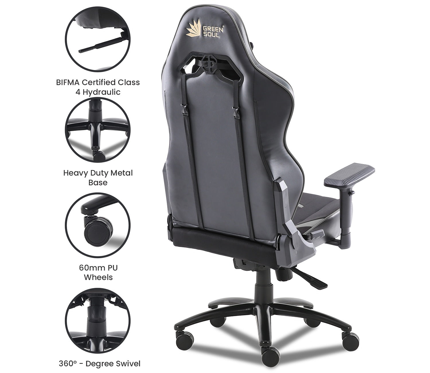 Monster S Deer Mechanism Spandex Fabric And PU Leather Gaming Chair (Grey)