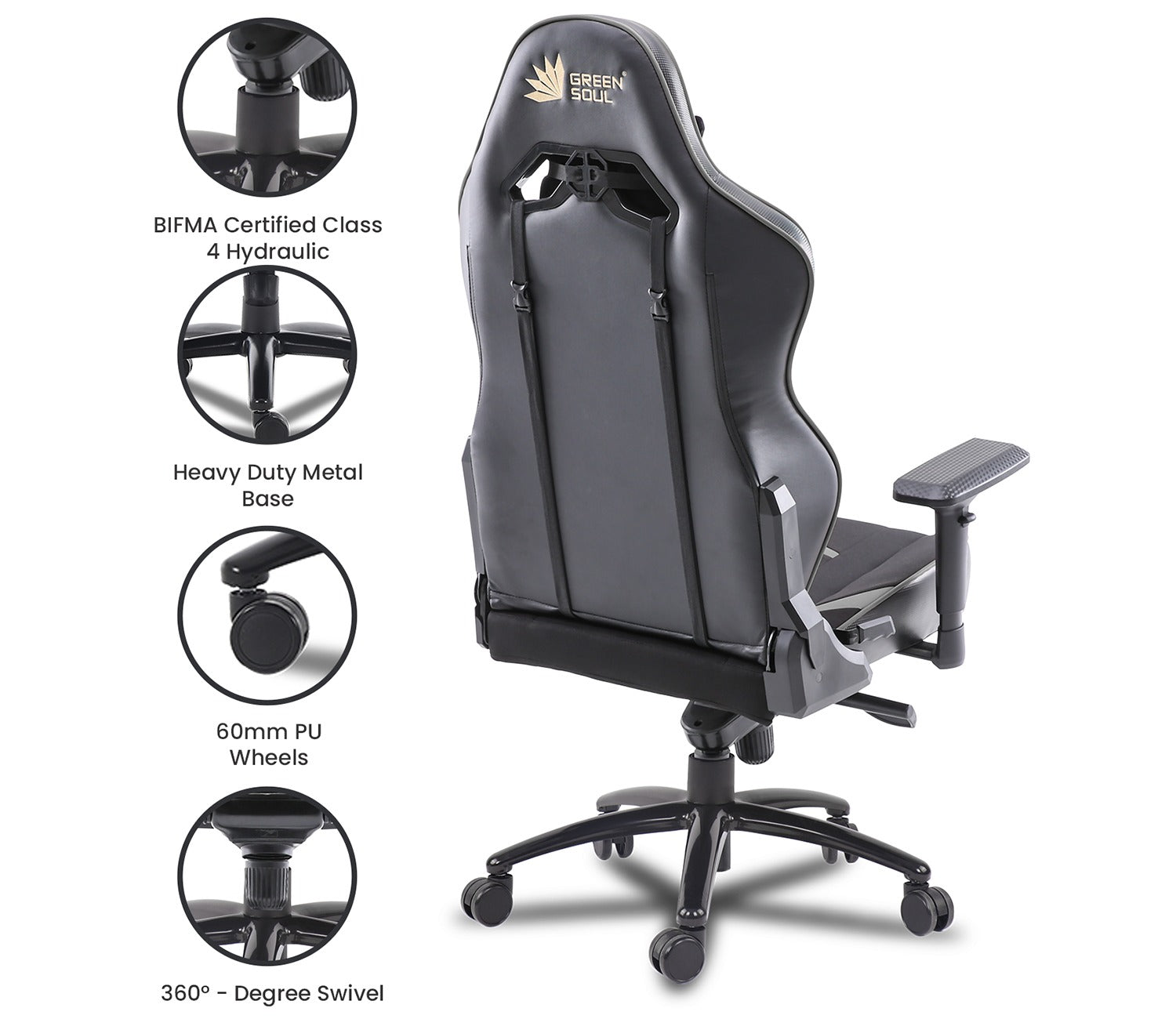 Monster T Spandex Fabric And PU Leather Frog Mechanism Gaming Chair (Grey)
