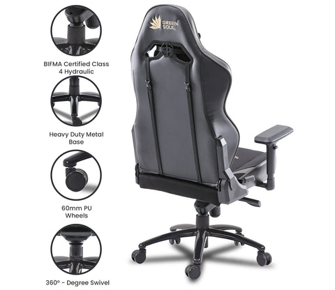 Monster T Spandex Fabric And PU Leather Frog Mechanism Gaming Chair (Grey)