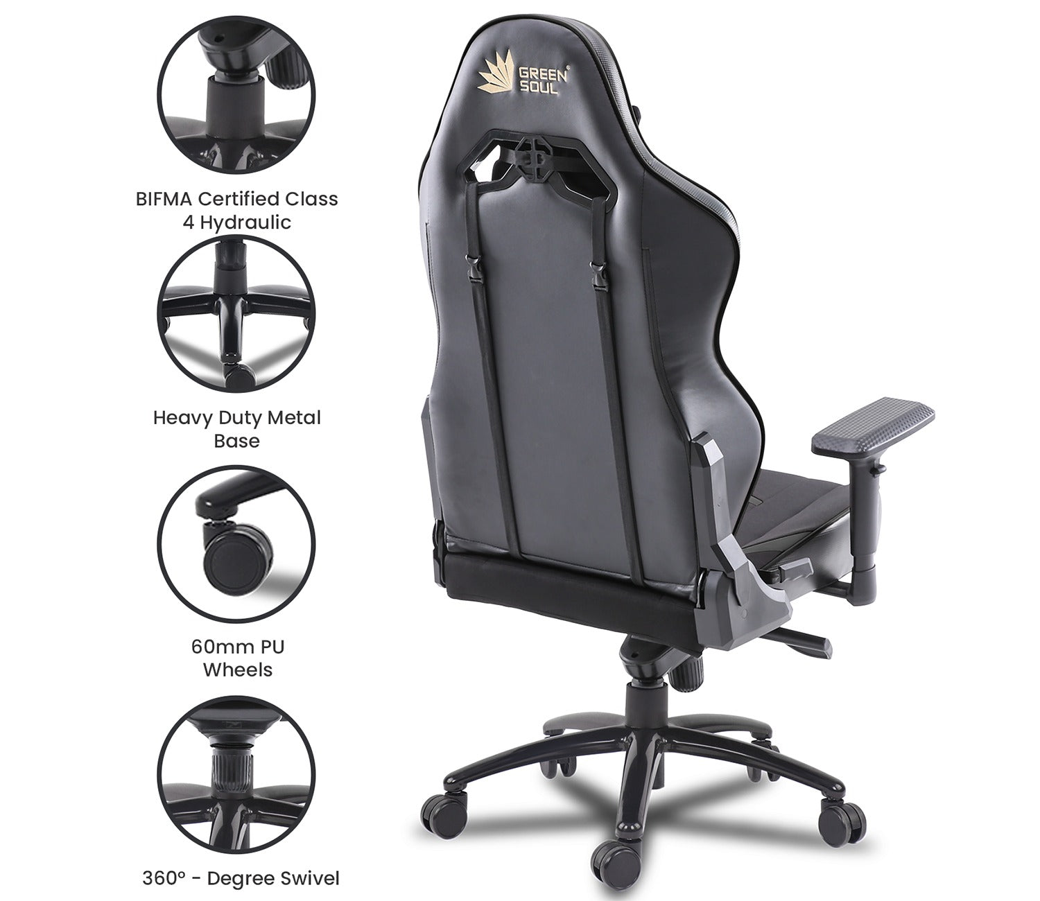 Monster T Spandex Fabric And PU Leather Frog Mechanism Gaming Chair (Black)