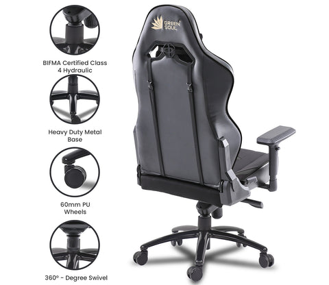Monster T Spandex Fabric And PU Leather Frog Mechanism Gaming Chair (Black)