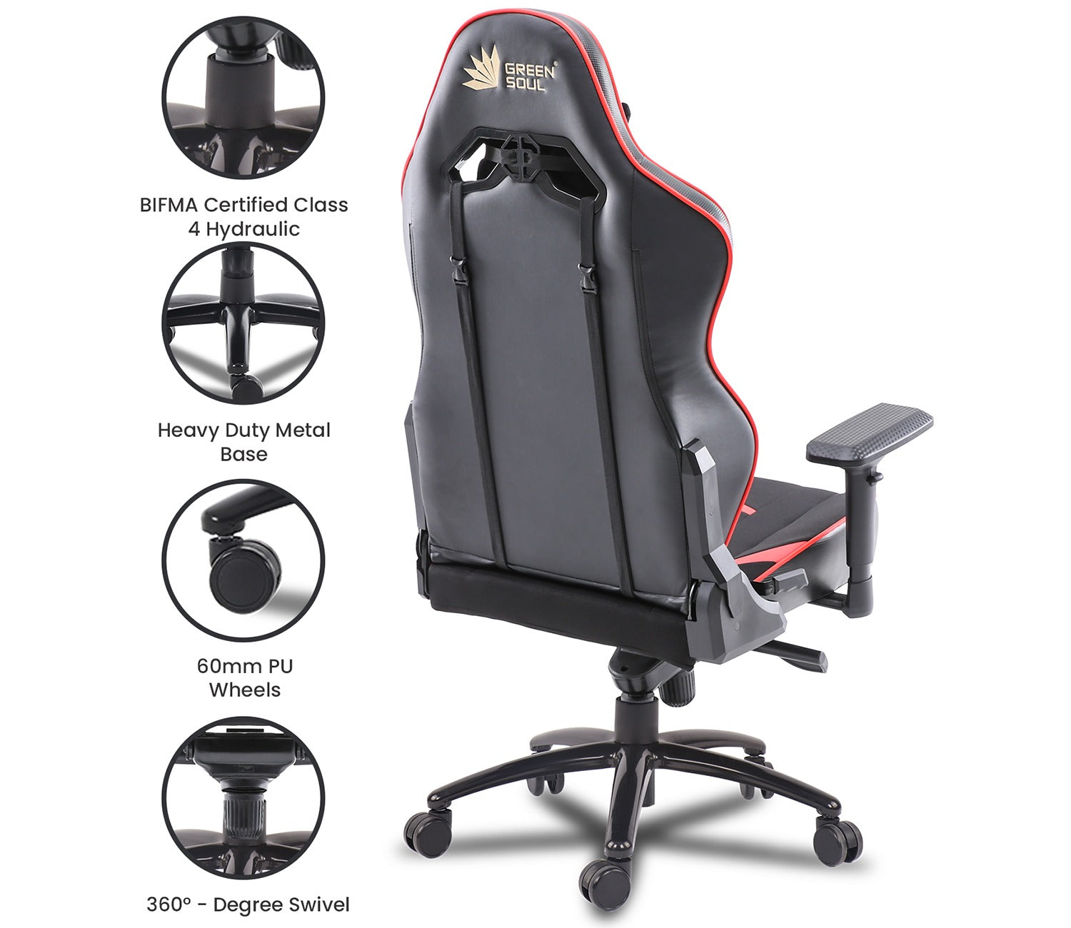Monster T Spandex Fabric And PU Leather Frog Mechanism Gaming Chair (Red)