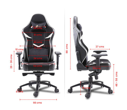 Monster T Spandex Fabric And PU Leather Frog Mechanism Gaming Chair (White)