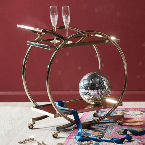 Trueliving Royal Golden Bar Trolley 62.5D x 42.5W x 82.5H Centimeters