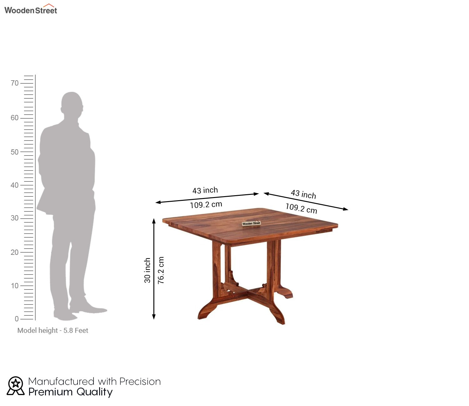 Cohoon Sheesham Wood 4 Seater Dining Set (Honey Finish)