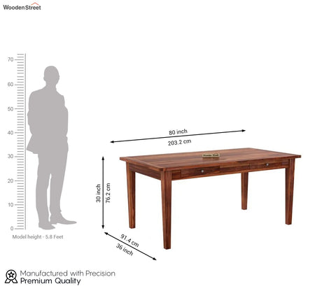 Mcbeth 8 Seater Dining Table With Storage (Honey Finish)