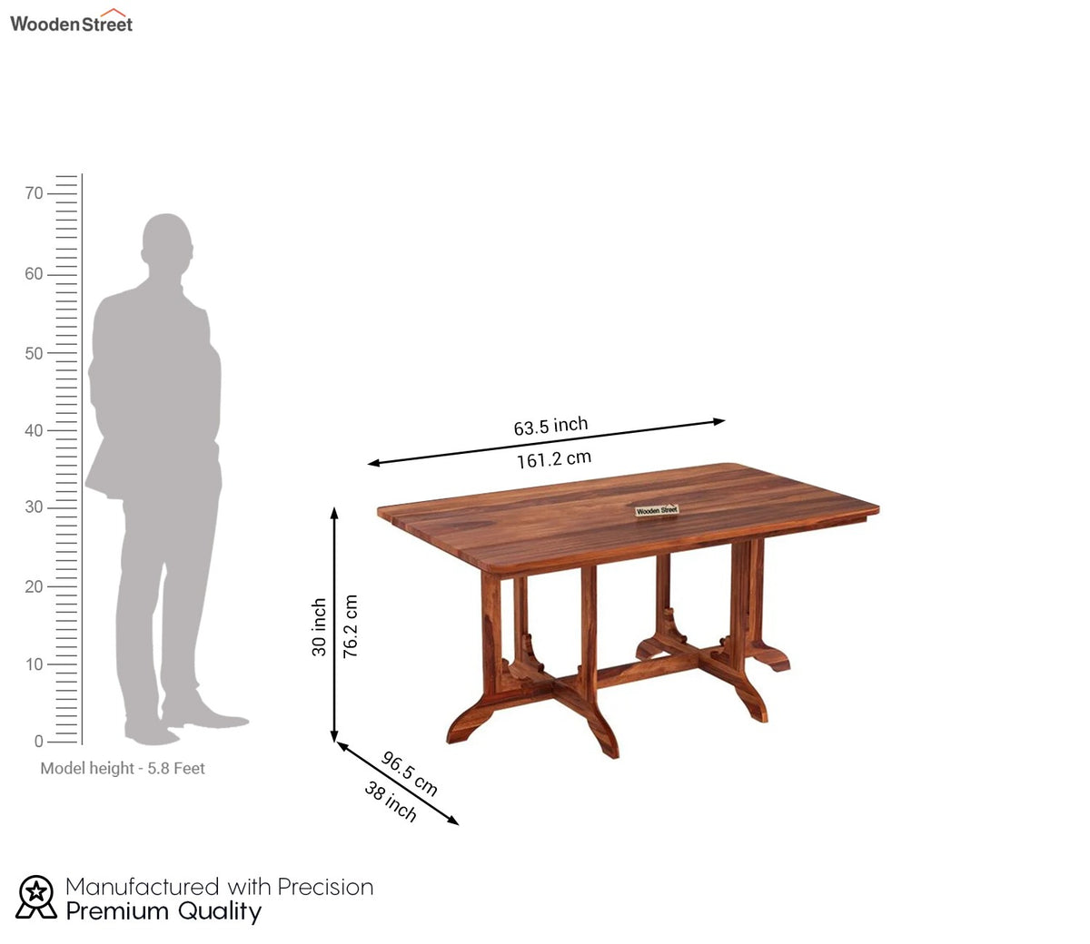 Cohoon 6 Seater Sheesham Wood Space Efficient Dining Set (Honey Finish)