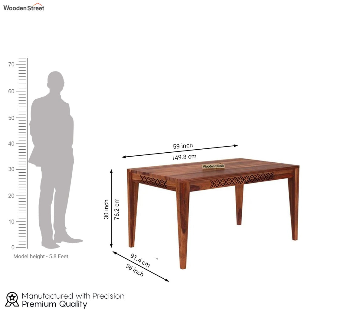 Cambrey 6 Seater Dining Table (Honey Finish)