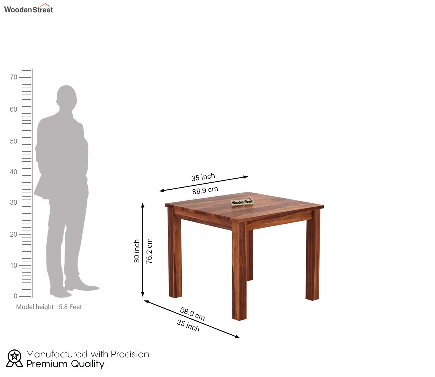 Janet 4 Seater Dining Table Set (Honey Finish)