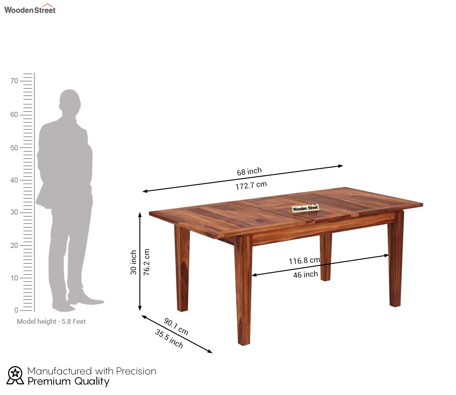 Advin 6 Seater Folding Dining Table Set With Tim Extendable Table, Zampa Chairs and Advin Bench (Honey Finish)