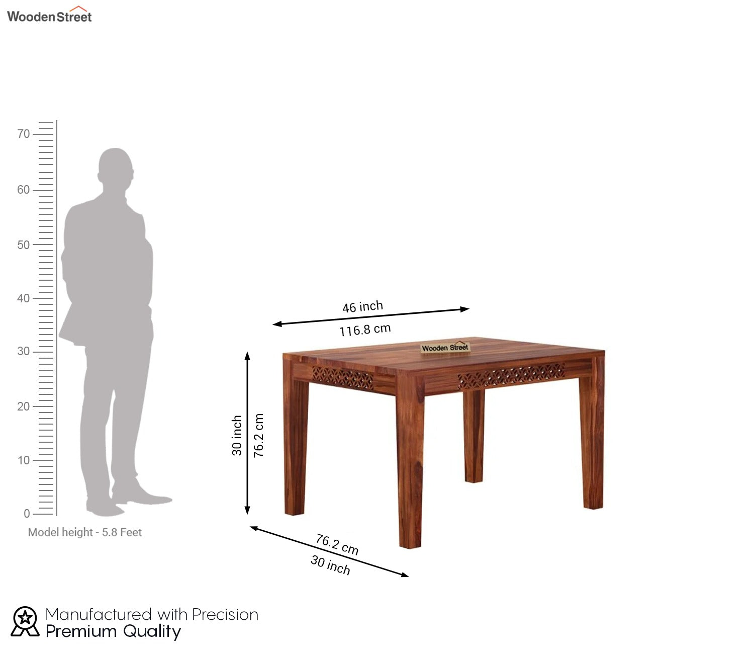 Cambrey Compact 4 Seater Dining Table (Honey Finish)