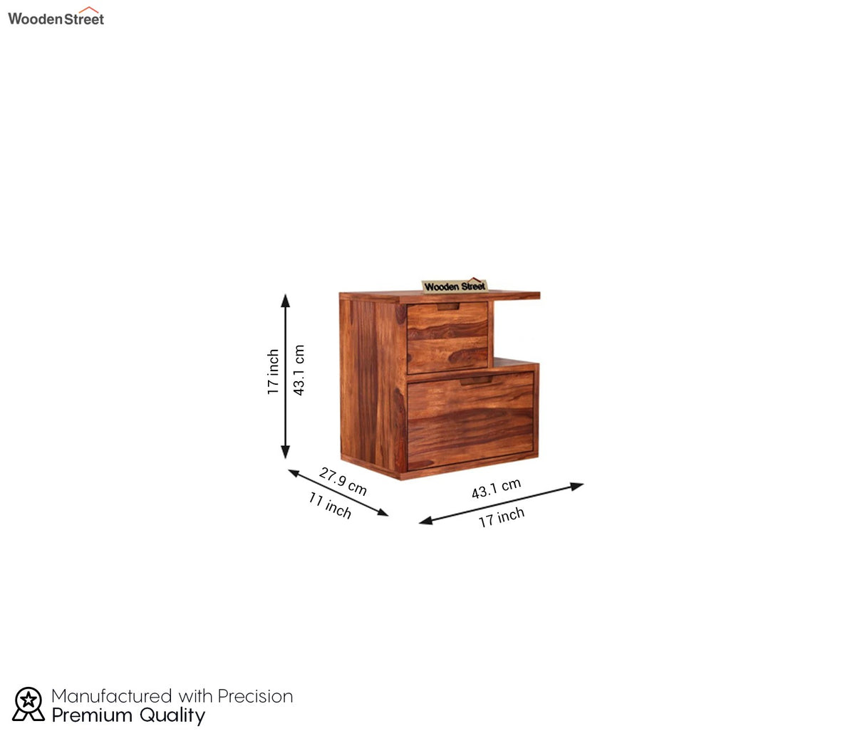 Adrian Bedside Table (Honey Finish)