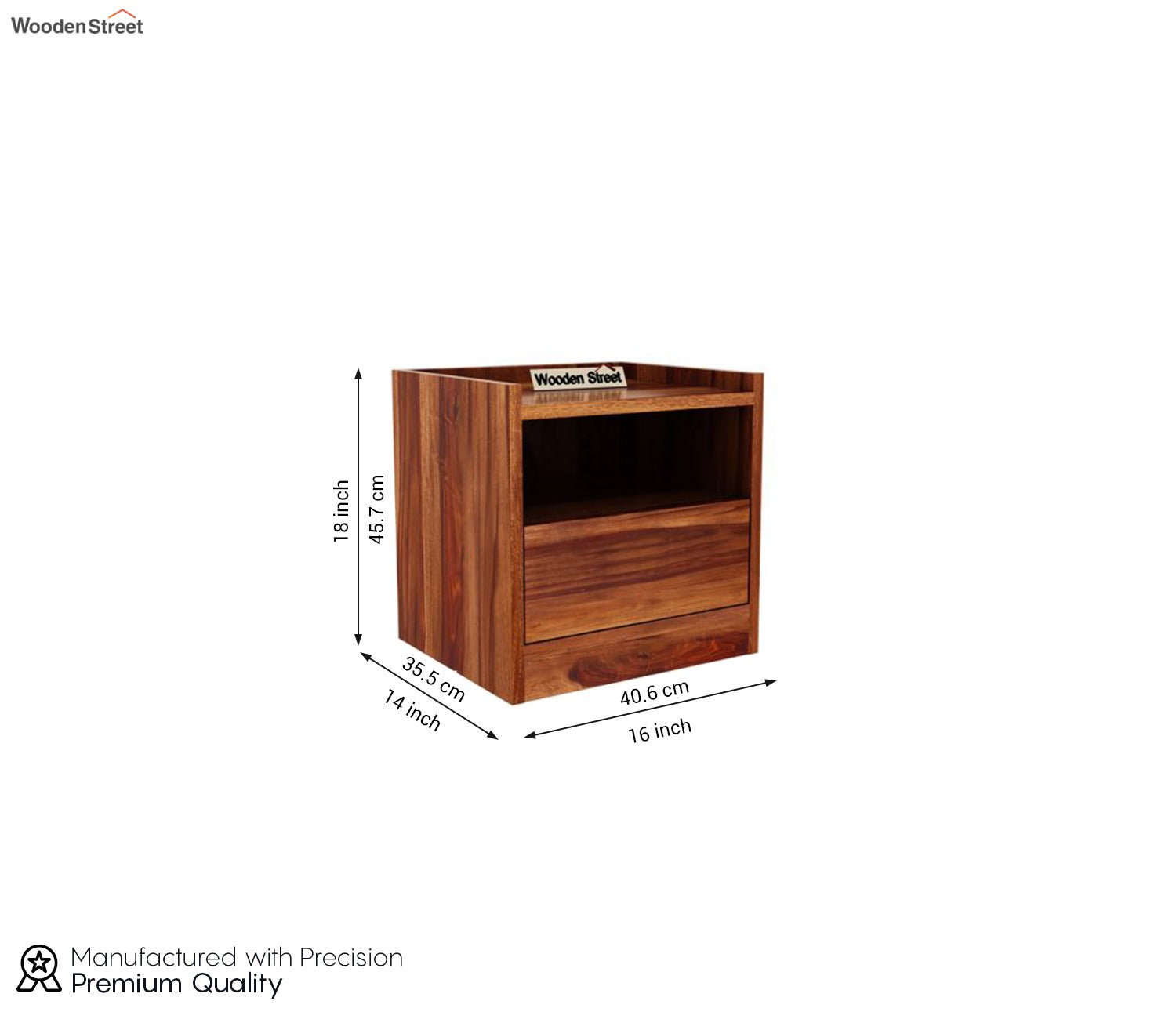 Venice Sheesham Wood Bedside Table With Storage (Honey Finish)