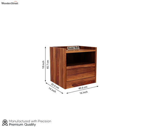 Venice Sheesham Wood Bedside Table With Storage (Honey Finish)