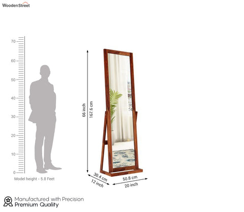 Walter Sheesham Wood Full Length Dressing Mirror (Honey Finish)