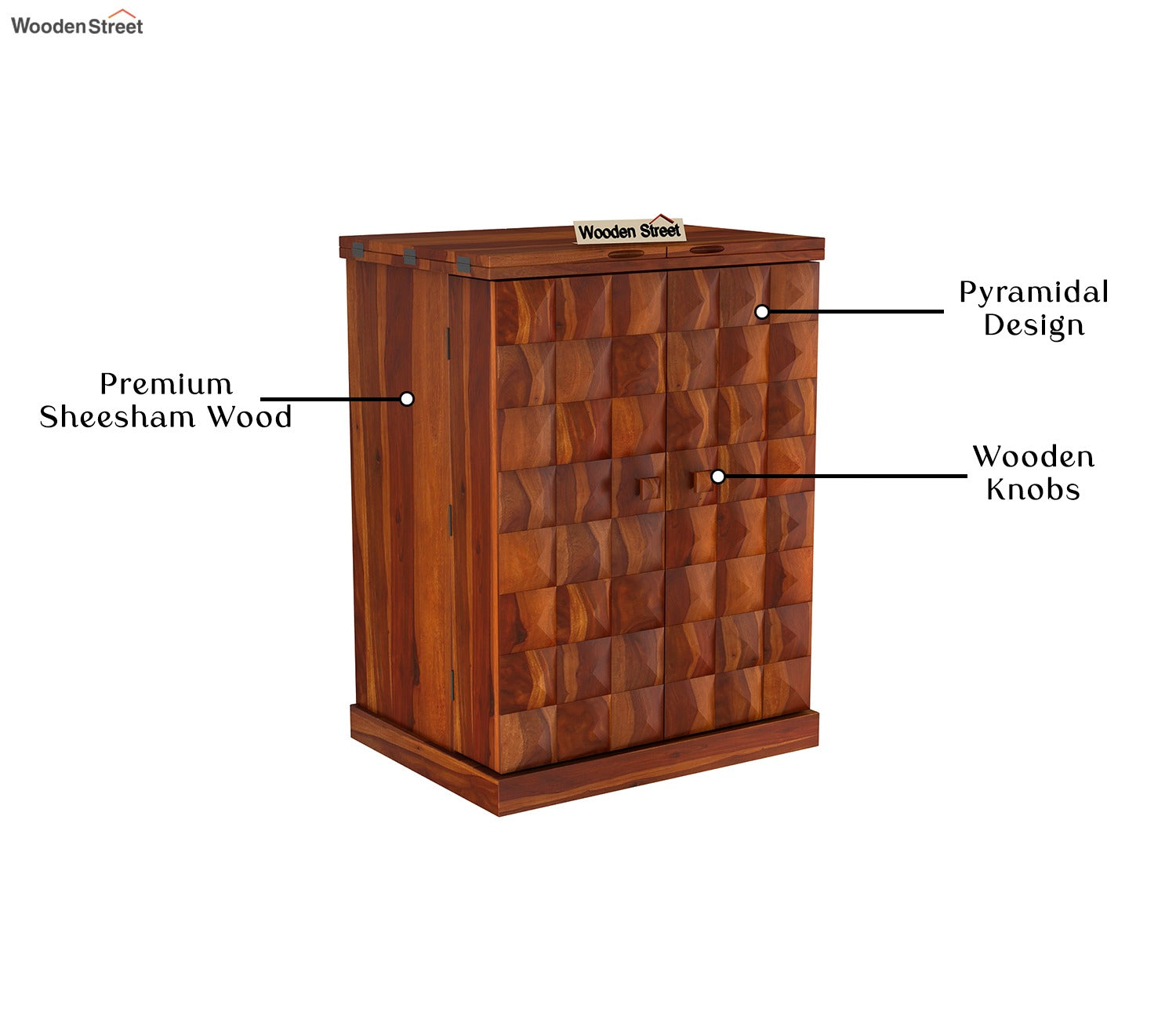 Auric Small Bar Cabinet (Honey Finish)