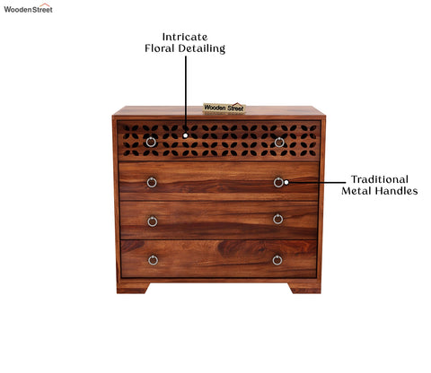Alexus 4-Drawer Wooden Chest Of Drawers (Honey Finish)