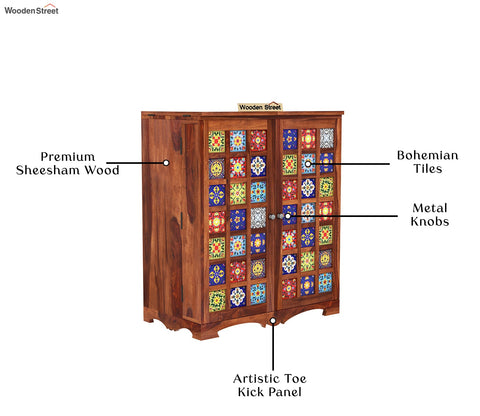 Boho Bar Cabinet (Honey Finish)