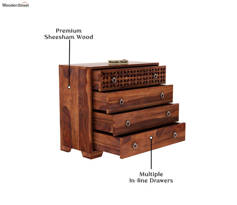 Alexus 4-Drawer Wooden Chest Of Drawers (Honey Finish)