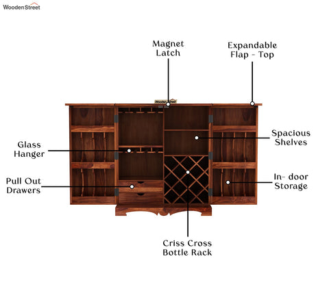 Boho Bar Cabinet (Honey Finish)