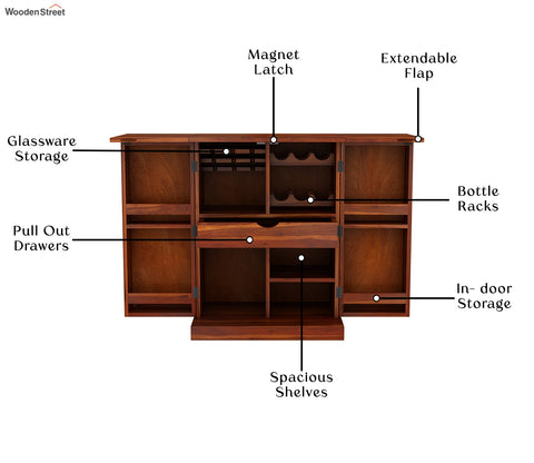 Auric Small Bar Cabinet (Honey Finish)