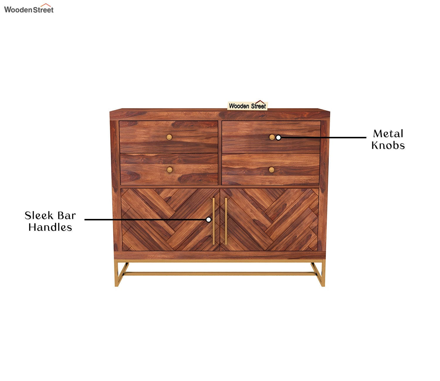 Jett 4-Drawer Wooden Chest Of Drawers (Honey Finish)