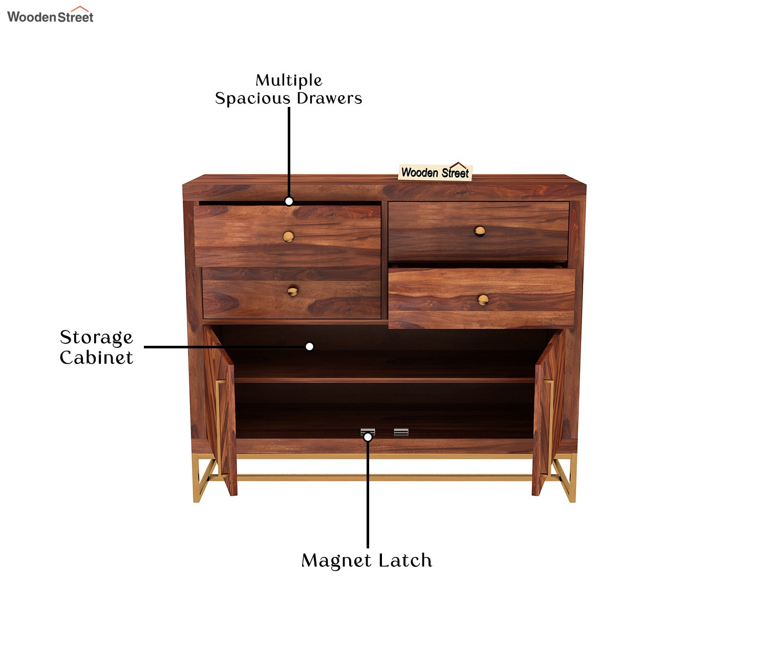 Jett 4-Drawer Wooden Chest Of Drawers (Honey Finish)