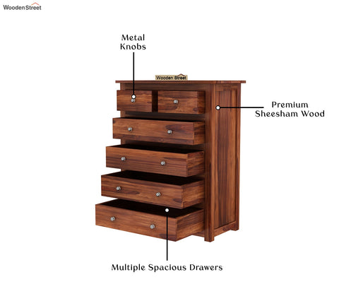 Garry 6-Drawer Wooden Chest Of Drawers (Honey Finish)