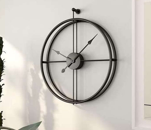 Black Round Analog Metal Wall Clock