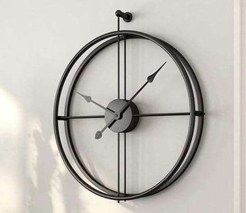Black Round Analog Metal Wall Clock