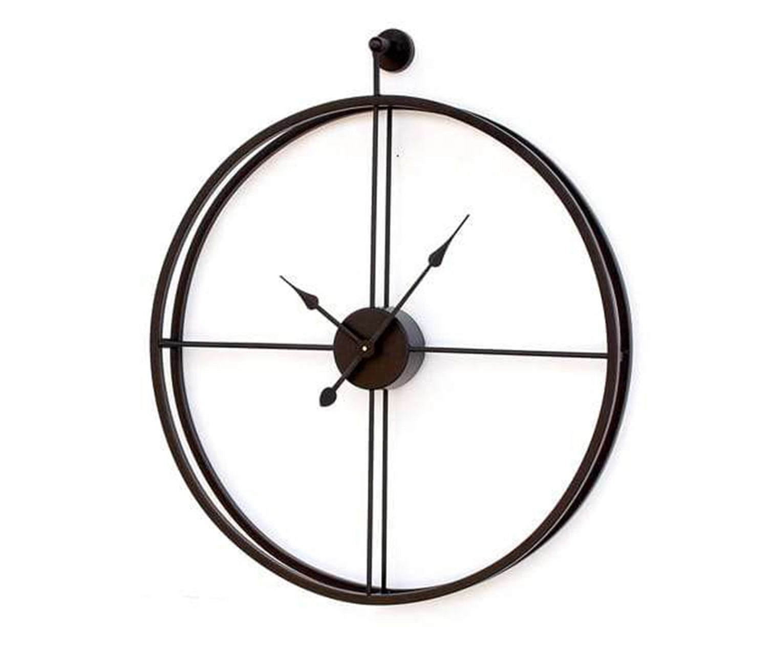 Black Round Analog Metal Wall Clock