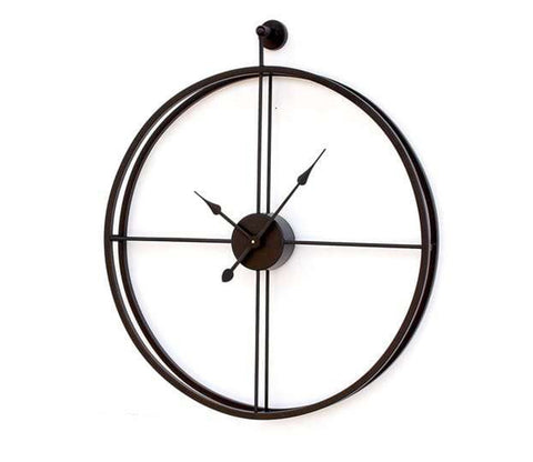 Black Round Analog Metal Wall Clock