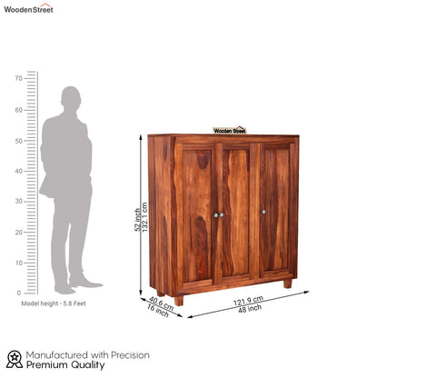 Ruben Sheesham Wood Shoe Cabinet With 32 Pair Capacity (Honey Finish)