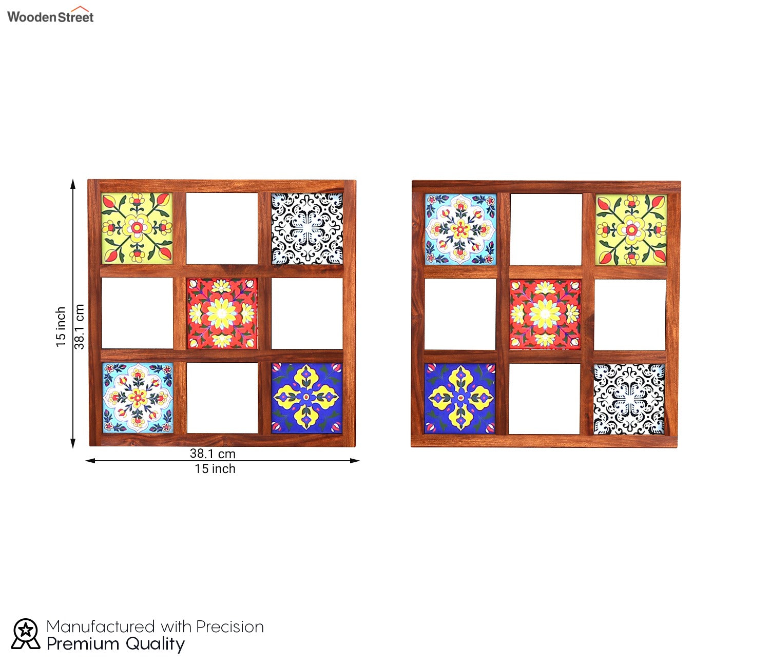 Bohemian Set of 2 Mirror with Frame (Honey Finish)