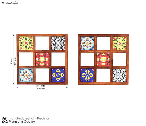 Bohemian Set of 2 Mirror with Frame (Honey Finish)