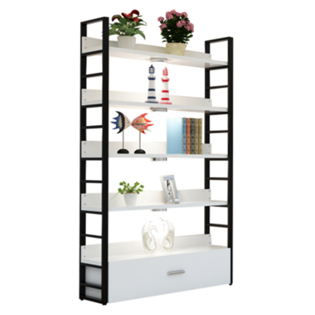Trueliving White Cosmetic shelves retail store cosmetic display rack with cabinet  L60*W30*H182 CM