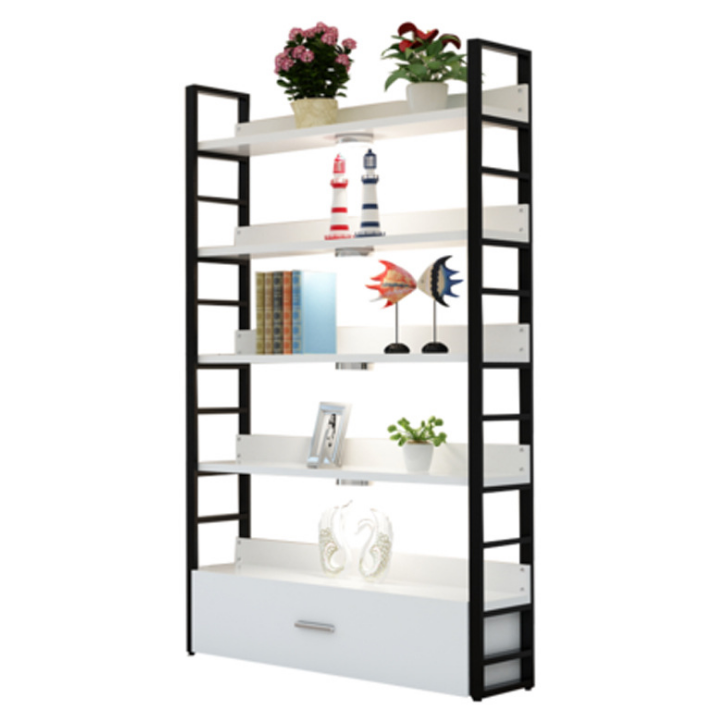 Trueliving White Cosmetic shelves retail store cosmetic display rack with cabinet  L60*W30*H182 CM