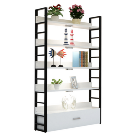 Trueliving White Cosmetic shelves retail store cosmetic display rack with cabinet  L60*W30*H182 CM