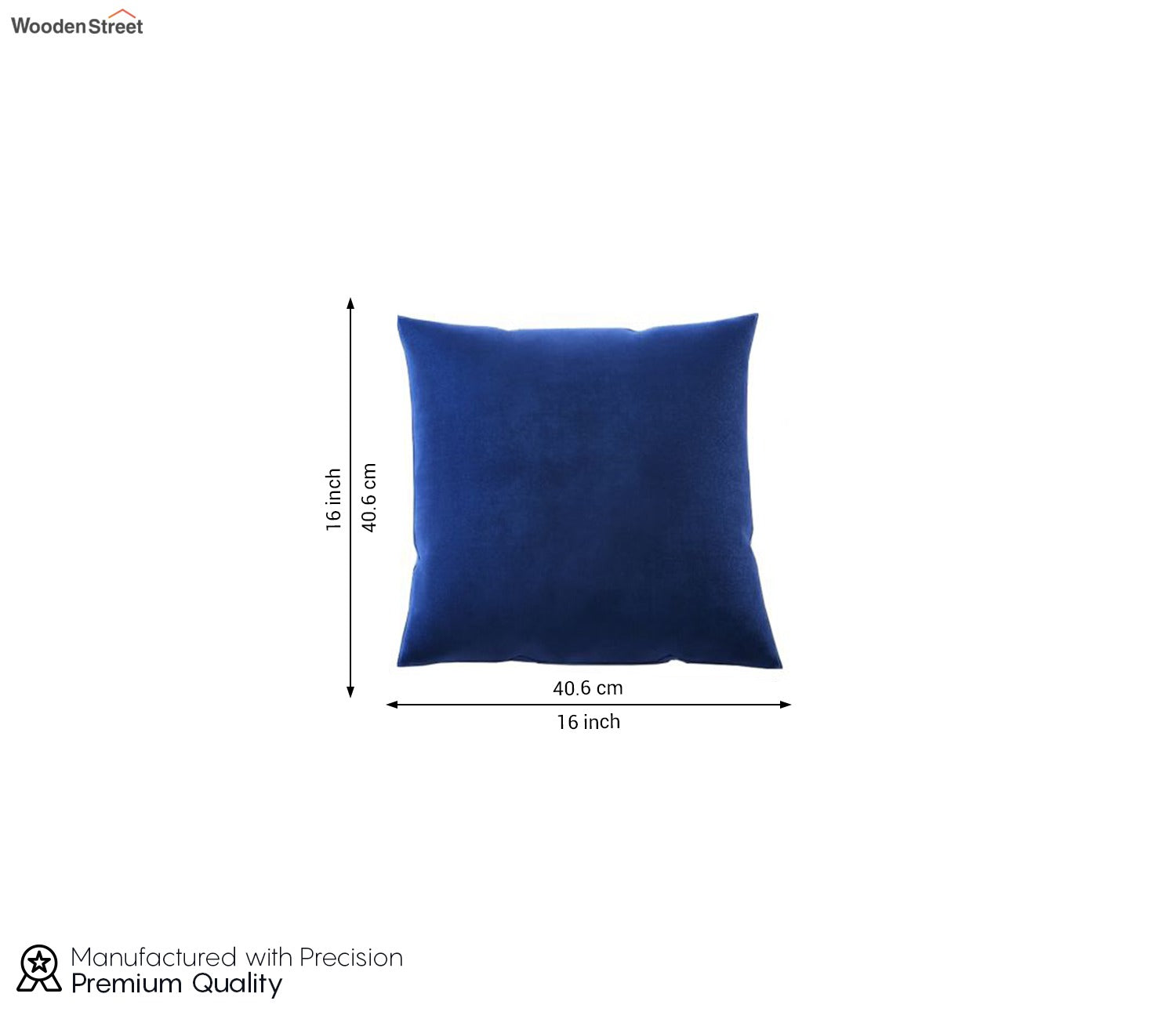 Cupid Velvet Cushion Cover - Pack of 1 (16 x 16 Inch, Indigo Blue)