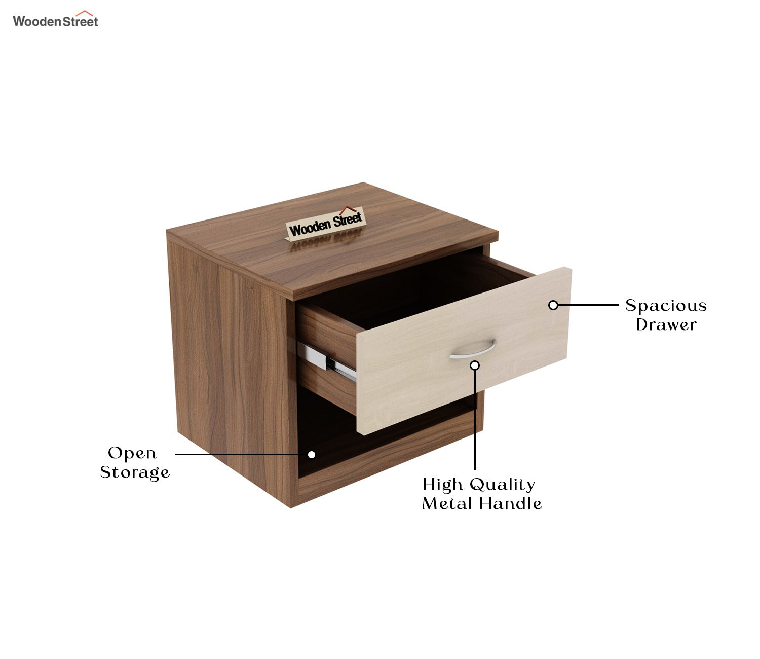 Drewno Bedside Table (Exotic Teak Finish)