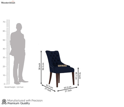 Perry Dining Chair (Walnut Finish, Indigo Ink)