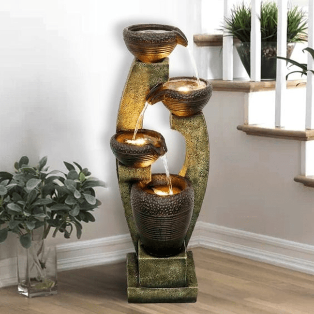 Trueliving Grey LED Light Luxury Water Fountain Indoor 4 Ft X 1 FT