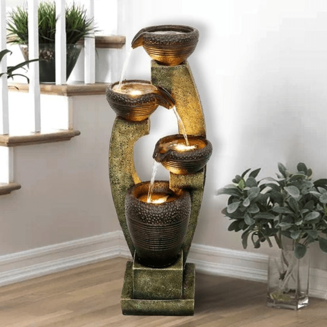 Trueliving Grey LED Light Luxury Water Fountain Indoor 4 Ft X 1 FT