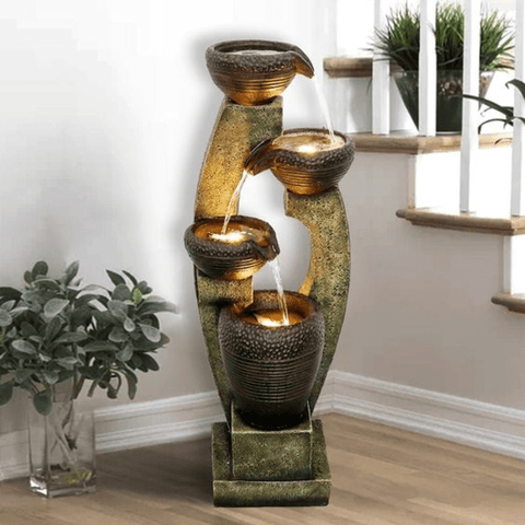 Trueliving Grey LED Light Luxury Water Fountain Indoor 4 Ft X 1 FT