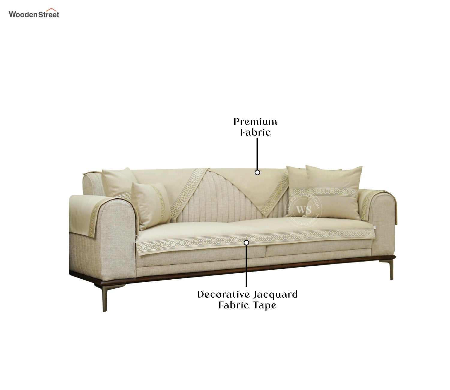 Cambridge 3 Seater Premium Sofa Cover - Set of 9 (Cashew White)