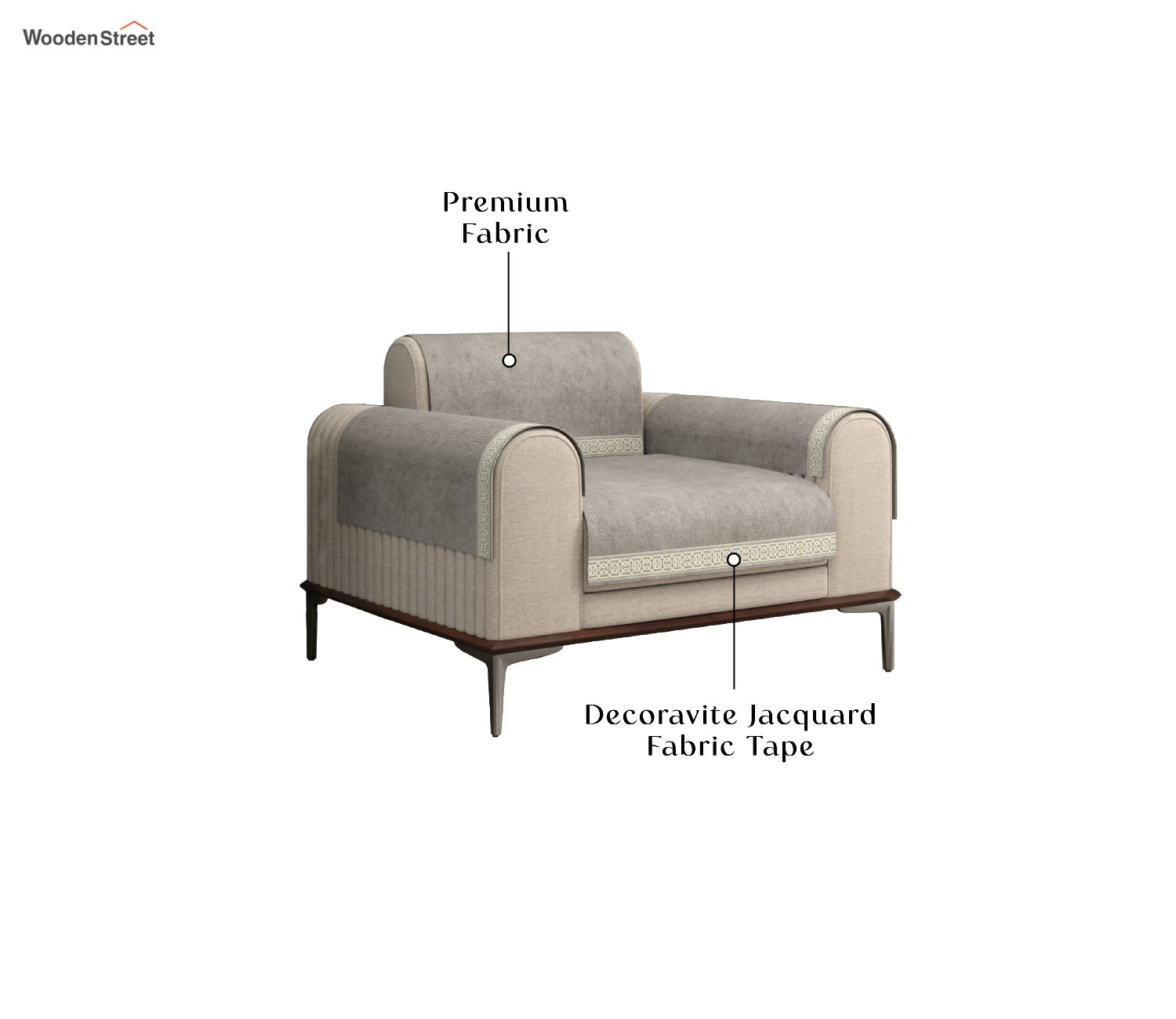 Cambridge 1 Seater Premium Sofa Cover - Set of 4 (Latte Beige)