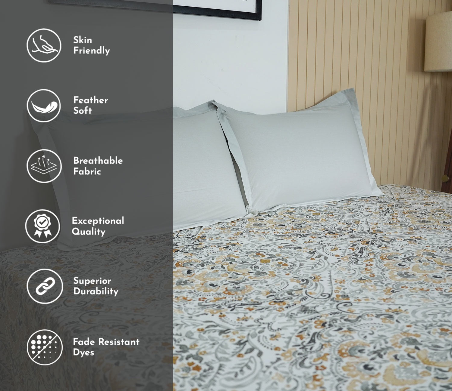 Yantra 180 TC Flat Pure Cotton King Size Bedsheet With 2 Pillow Covers (White)