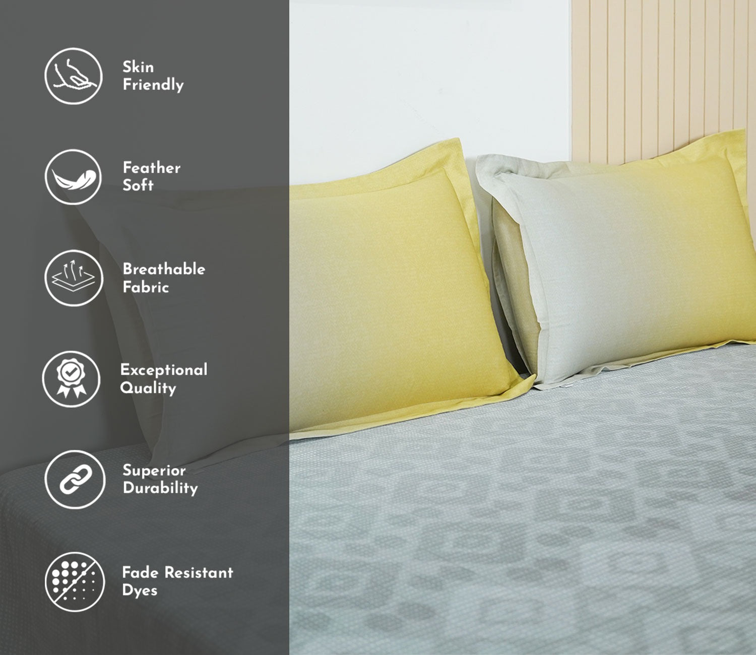Rhombo 300 TC Flat Pure Cotton King Size Bedsheet With 2 Pillow Covers (Mustard)