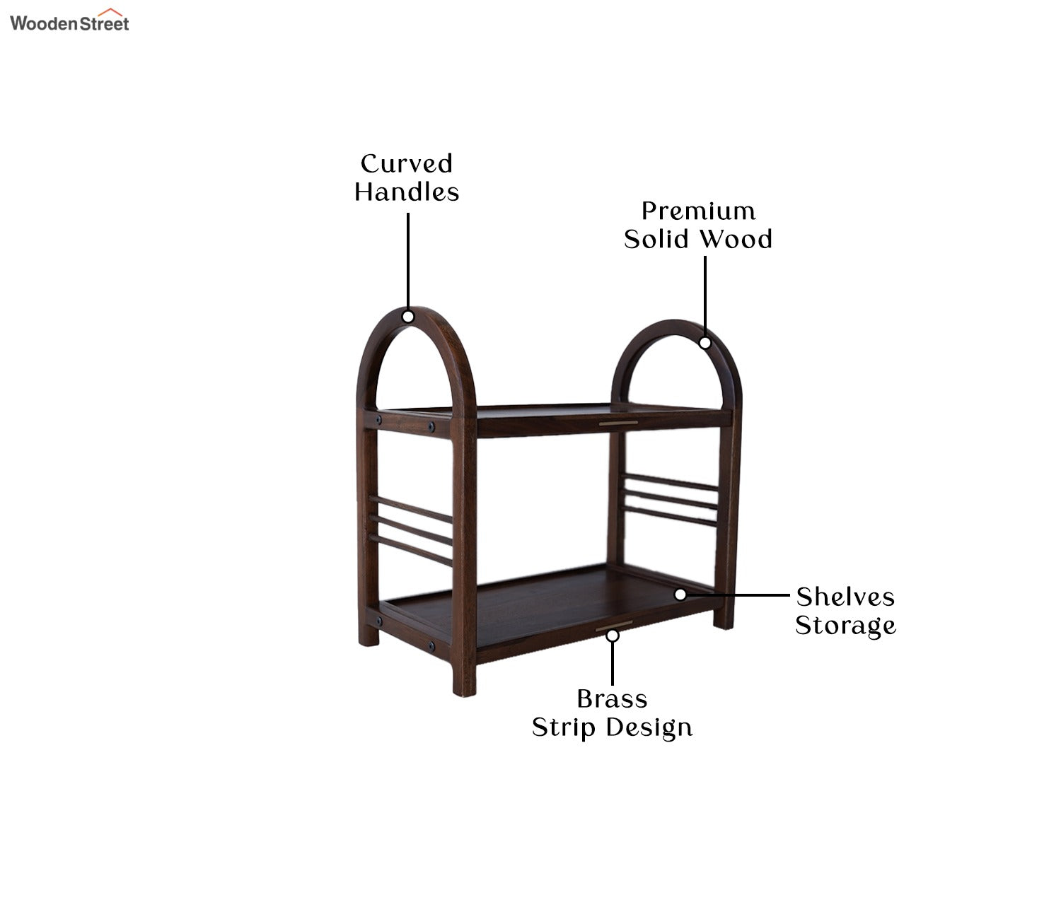 Arika Solid Wood Kitchen Rack (Teak Finish)